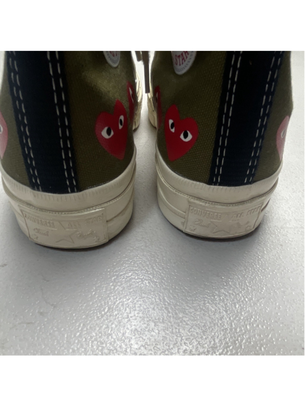 Converse Comme des Garcons PLAY Chuck Taylor All Star High Top Olive Green/ A604 - Picture 5 of 9